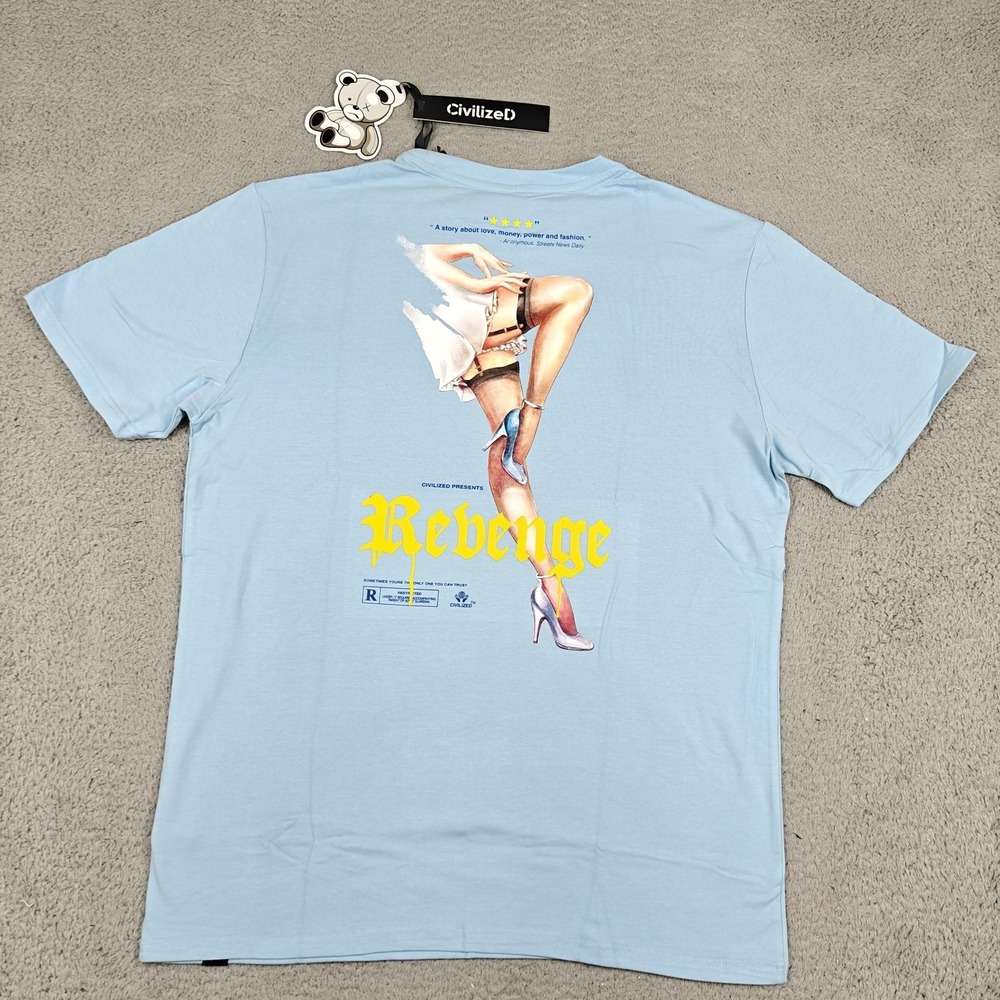CivilizeD Revenge Shirt Mens 2XL Blue Pinup Graphic Streetwear Tee‎ New